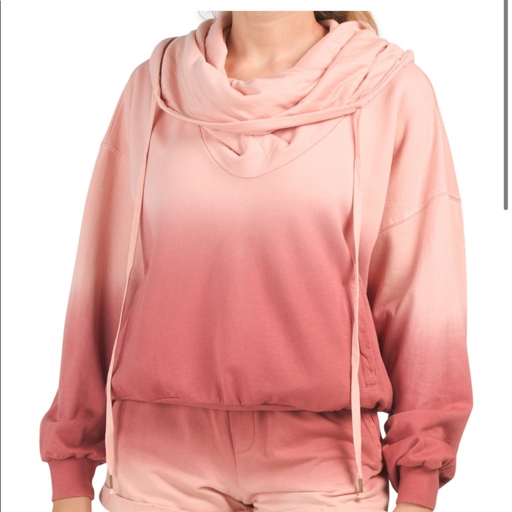 Young Fabulous & Broke Orange Ombre Cotton Blend Cowl Neck Lounge Sweatshirt M